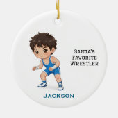Personalized Cute Santa's Favorite Wrestler Keramisch Ornament (Achterkant)