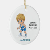 Personalized Cute Santa's Favorite Wrestler Keramisch Ornament (Rechts)