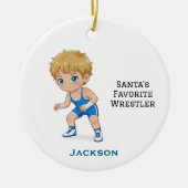 Personalized Cute Santa's Favorite Wrestler Keramisch Ornament (Voorkant)