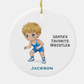 Personalized Cute Santa's Favorite Wrestler Keramisch Ornament (Achterkant)