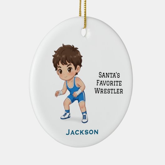 Personalized Cute Santa's Favorite Wrestler Keramisch Ornament (Rechts)