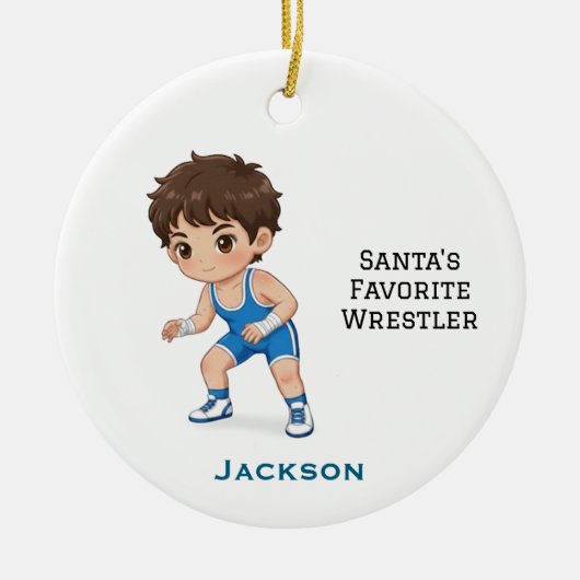 Personalized Cute Santa's Favorite Wrestler Keramisch Ornament (Voorkant)