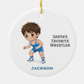 Personalized Cute Santa's Favorite Wrestler Keramisch Ornament (Achterkant)
