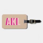 Personalized Cute Shadow Monogram Pink Beige Bagagelabel (Voorkant horizontaal)