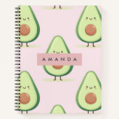 Personalized Cute Smiling Avocado Pattern Notitieboek (Voorkant)