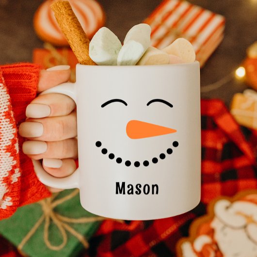Personalized Cute Snowman Hot Cocoa Mug for Kids Koffiemok