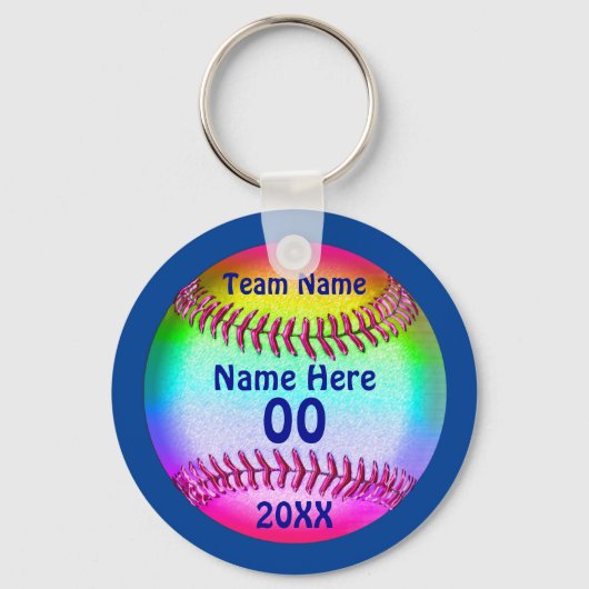 PERSONALIZED Cute Softball Sleutelhangers 4 Tekstv (Voorkant)