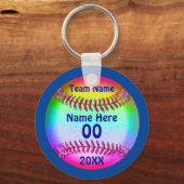 PERSONALIZED Cute Softball Sleutelhangers 4 Tekstv (Voorkant)