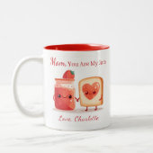 Personalized Cute Strawberry Jam Mothers Day Gift  Tweekleurige Koffiemok (Links)