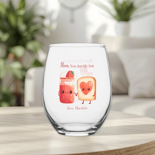 Personalized Cute Strawberry Jam Mothers Day Gift Wijnglas Zonder Voet