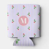 Personalized Cute Striped Holiday Christmas Holly  Blikjeskoeler (Achterkant)