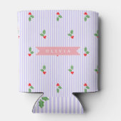 Personalized Cute Striped Holiday Christmas Holly  Blikjeskoeler (Achterkant)