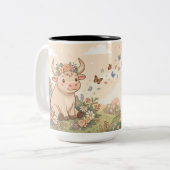 Personalized Cute Taurus Zodiac Mug Tweekleurige Koffiemok (Voorkant links)