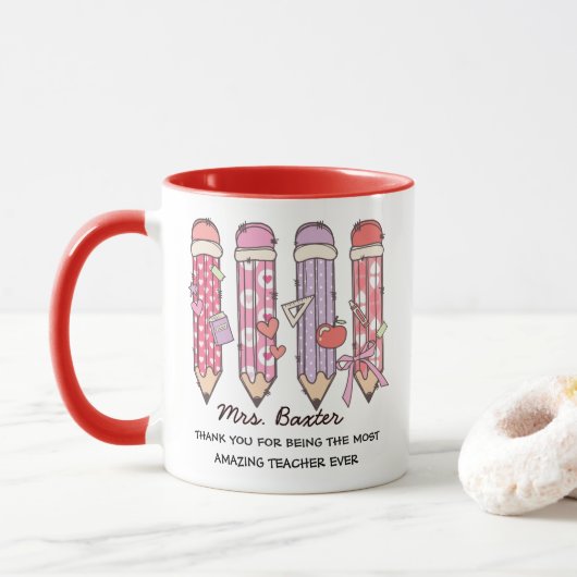 Personalized Cute Teacher Appreciation Gift Mok (Met donut)