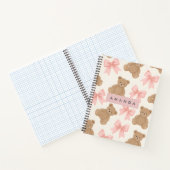 Personalized Cute Teddy Bear and Pink Bow Pattern Notitieboek (Binnen)