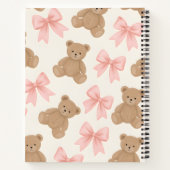 Personalized Cute Teddy Bear and Pink Bow Pattern Notitieboek (Achterkant)