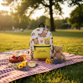 Personalized Cute Teddy Bear Bees & Honey Pattern Bedrukte Rugzak