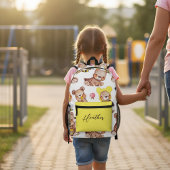 Personalized Cute Teddy Bear Bees & Honey Pattern  Bedrukte Rugzak