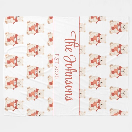 Personalized cute teddy bear  fleece deken (Voorkant (Horizontaal))