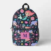 Personalized Cute Trendy Mermaid Monogram  Bedrukte Rugzak (Voorkant)