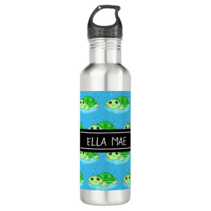 Personalized Cute Turtle Cartoon Name  Waterfles