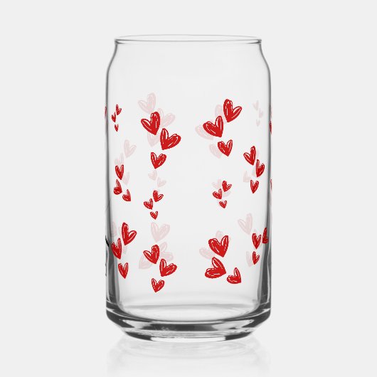 personalized cute Valentine gift - red hearts Blikvorm Glas (Links)