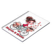 Personalized Cute Watercolor Girl Bicycle & Brews  Notitieboek (Linkerzijde)