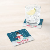 Personalized Cute Winter Snowman Christmas  Kartonnen Onderzetters (Insitu)