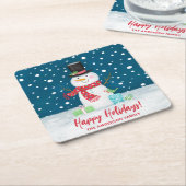 Personalized Cute Winter Snowman Christmas  Kartonnen Onderzetters (Schuin)