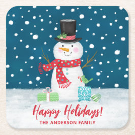 Personalized Cute Winter Snowman Christmas  Kartonnen Onderzetters