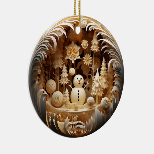 Personalized Cute Winter Snowman Christmas Keramisch Ornament (Rechts)