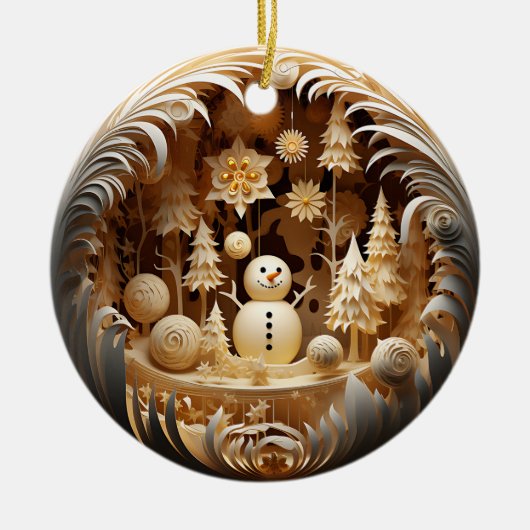 Personalized Cute Winter Snowman Christmas Keramisch Ornament (Voorkant)