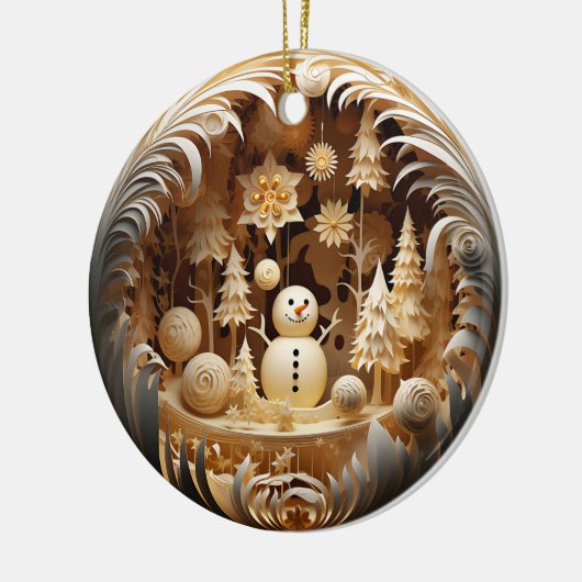 Personalized Cute Winter Snowman Christmas Keramisch Ornament (Links)