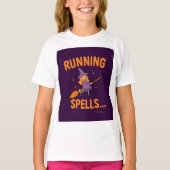 Personalized Cute Witch Running Spells  T-shirt (Voorkant)