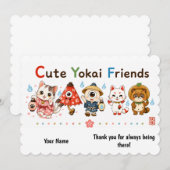 Personalized Cute Yokai Friends Greeting Card Kaart (Voorkant / Achterkant)