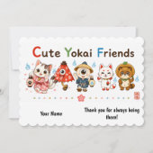 Personalized Cute Yokai Friends Greeting Card Kaart (Voorkant)