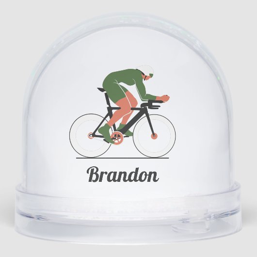 Personalized Cyclist Snow Globe Gift Sneeuwbol (Achterkant)