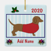 Personalized Dachshund - Doxie Puppy Dog - Red Keramisch Ornament (Achterkant)