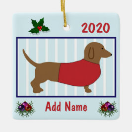 Personalized Dachshund - Doxie Puppy Dog - Red Keramisch Ornament