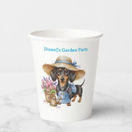 Personalized Dachshund Garden Paper Cup | Cute Dog Papieren Bekers