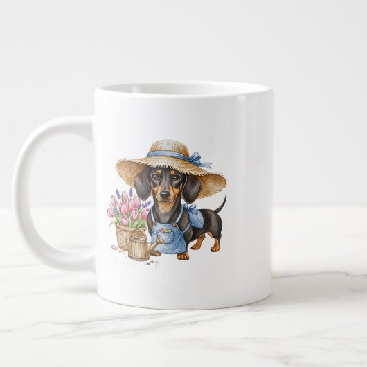 Personalized Dachshund Garden Specialty Mug  Grote Koffiekop (Links)