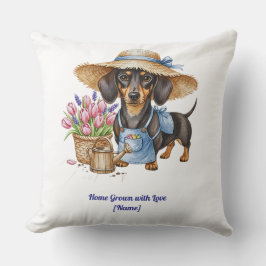Personalized Dachshund Garden Throw Pillow Kussen