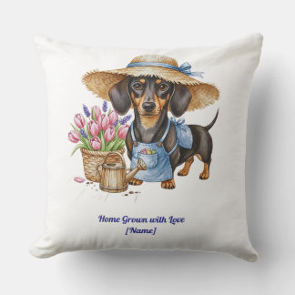 Personalized Dachshund Garden Throw Pillow Kussen