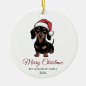 Personalized Dachshund in Santa Hat Christmas      Keramisch Ornament (Voorkant)