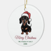 Personalized Dachshund in Santa Hat Christmas      Keramisch Ornament (Links)