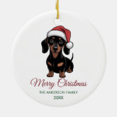 Personalized Dachshund in Santa Hat Christmas      Keramisch Ornament (Achterkant)