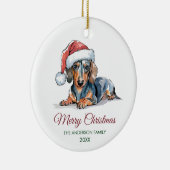 Personalized Dachshund in Santa Hat Christmas      Keramisch Ornament (Rechts)