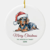 Personalized Dachshund in Santa Hat Christmas      Keramisch Ornament (Achterkant)