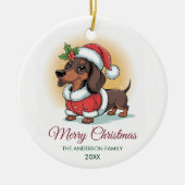 Personalized Dachshund in Santa Hat Christmas      Keramisch Ornament (Voorkant)