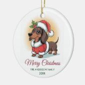 Personalized Dachshund in Santa Hat Christmas      Keramisch Ornament (Links)
